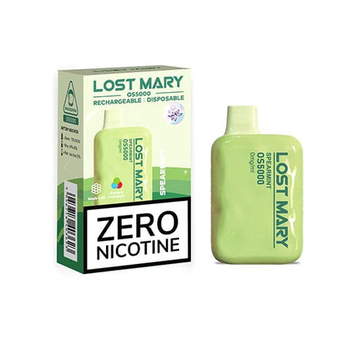 Refresh yourself with the crisp, minty taste of cool spearmint in the Lost Mary OS5000 disposable zero nicotine vape - 5000 puffs.