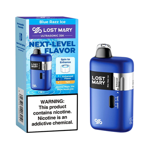Lost Mary Ultrasonic Blue Razz Ice Flavor - Cool Blue Raspberry Disposable Vape