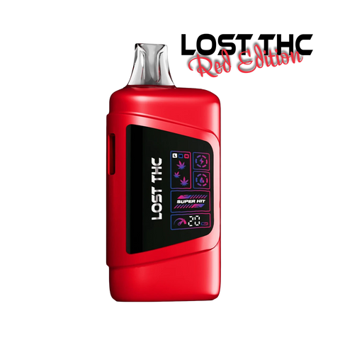 Lost THC V3 7.5g CB9A Red Edition with digital display and Super Hit mode shown