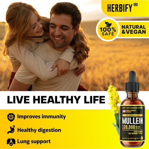 Herbify Mullein Extract 120000mg – Natural and vegan formula for immunity, digestion, and lung support