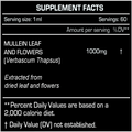 Supplement Facts for Herbify Mullein 60000mg – 1000mg mullein per 1ml, 60 servings per bottle