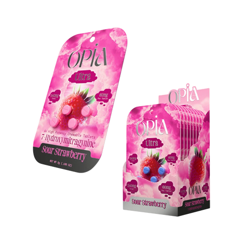 Opia Ultra 7-OH Tablets – Sour Strawberry Flavor – High Potency Kratom Chewables