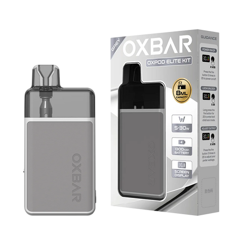 Oxpod Elite Kit by Oxbar – Grey edition with matte finish and adjustable airflow system.