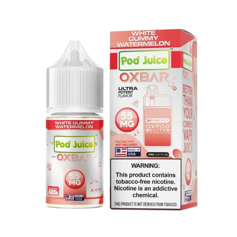 White Gummy Watermelon by Oxbar x Pod Juice – tropical gummy candy flavor with a juicy watermelon core