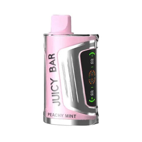 Front view of innovative Light Purple Juicy Bar Vape Device JB15000 PRO MAX with display Peachy Mint flavored