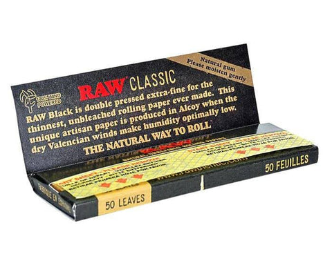 RAW CLASSIC BLACK 1 1/4 ROLLING PAPERS PACK - Vape City USA - Smoking Accessories