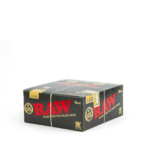 RAW CLASSIC BLACK KING SIZE SLIM ROLLING PAPERS 50CT BOX - Vape City USA - Smoking Accessories