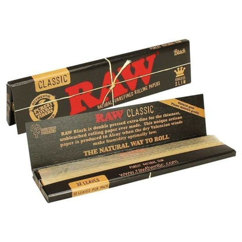 RAW CLASSIC BLACK KING SIZE SLIM ROLLING PAPERS PACK - Vape City USA - Smoking Accessories