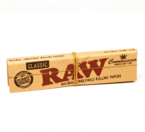 RAW CLASSIC CONNOISSEUR KING SIZE SLIM ROLLING PAPERS + TIPS 24CT BOX - Vape City USA - Smoking Accessories