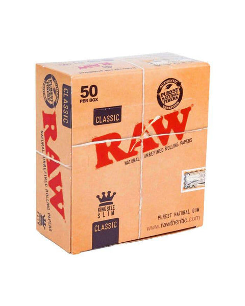 RAW CLASSIC KING SIZE SLIM ROLLING PAPERS 50CT BOX - Vape City USA - Smoking Accessories