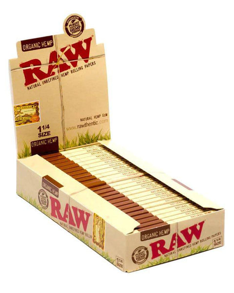 RAW ORGANIC HEMP 1 1/4 ROLLING PAPERS 24CT BOX - Vape City USA - Smoking Accessories