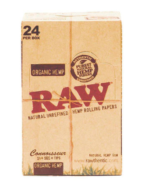 RAW ORGANIC HEMP CONNOISSEUR 1 1/4 + TIPS 24CT BOX - Vape City USA - Smoking Accessories