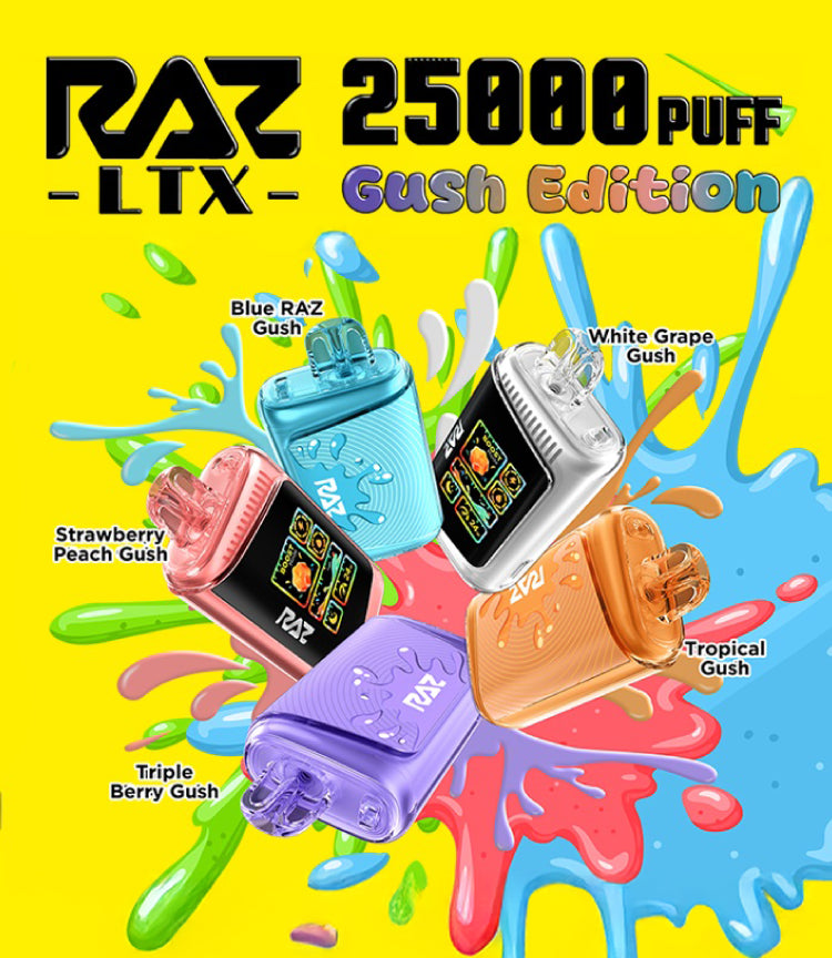 RAZ LTX 25000 Gush Edition – Rechargeable Vape with 25K Puffs & Mega HD Screen