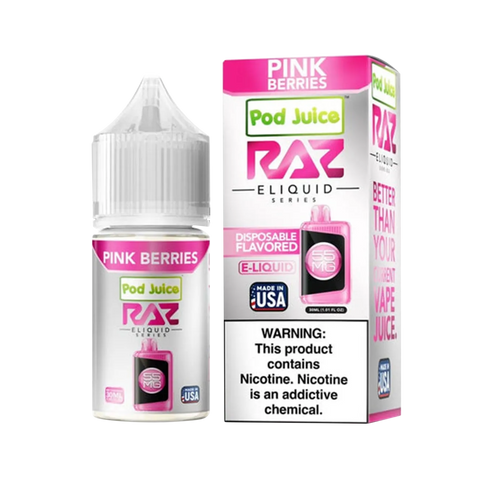 Pink Berries vape juice – sweet mixed pink berry blend in RAZ x Pod Juice Synthetic Salt 30ml