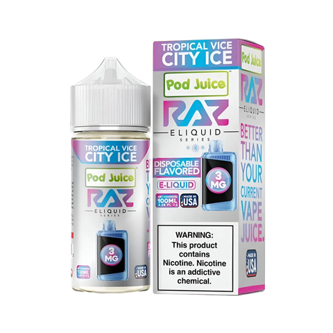 RAZ x Pod Juice Tropical Vice City Ice 100ml - Icy tropical fruit blend e-liquid