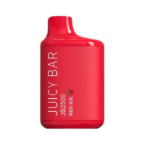 Juicy Bar JB2500 disposable vape in red color offering 2500 puffs of Red Ice flavor