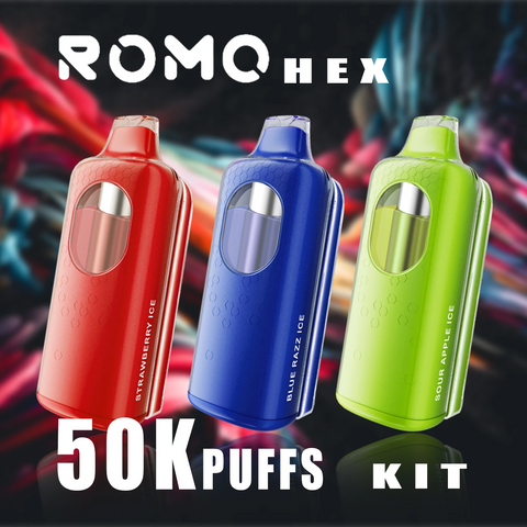 Romo Hex 50K Kit Disposable Vape with Digital Display and Dual Battery