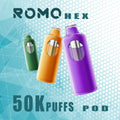Romo Hex 50K Pod Disposable Vape with 50K puffs and 12mL prefilled e-liquid