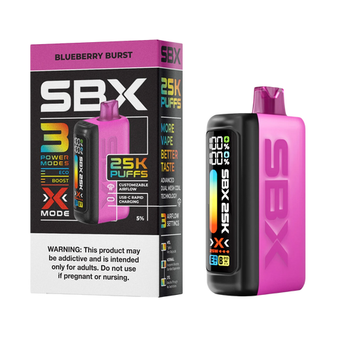 SBX 25K Disposable Vape in Blueberry Burst with sweet berry flavor