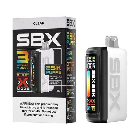 SBX 25K Disposable Vape Clear flavor no added taste
