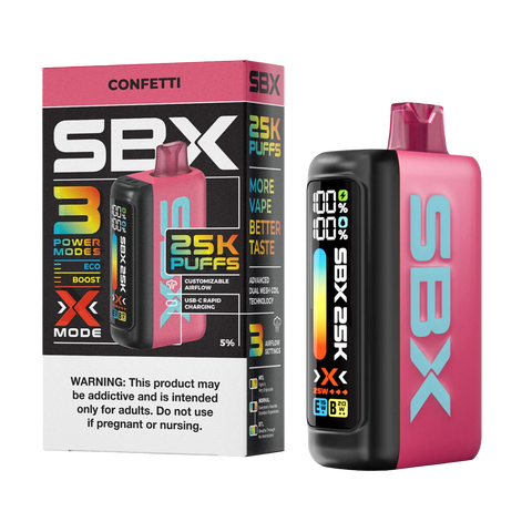 SBX 25K Disposable Vape Confetti flavor with creamy dessert notes