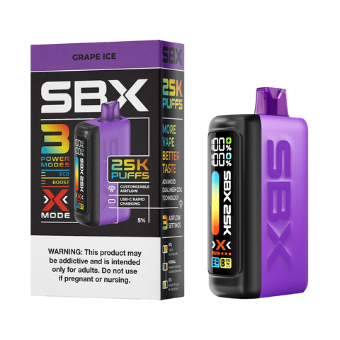 SBX 25K Disposable Vape Grape Ice with bold and cool grape flavor