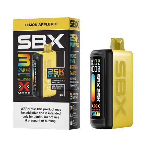 SBX 25K Disposable Vape Lemon Apple Ice with crisp citrus and apple