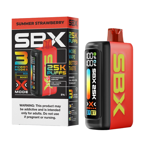 SBX 25K Disposable Vape Summer Strawberry with ripe fruit flavor