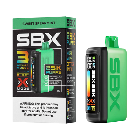 SBX 25K Disposable Vape Sweet Spearmint with smooth minty taste