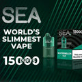 SEA Vape 15000 Puffs – World’s slimmest disposable vape with Watermelon Ice flavor and battery indicator.