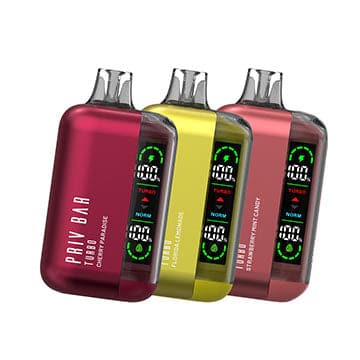 Front view of 3 Smok Priv Bar Turbo brand disposable vapes