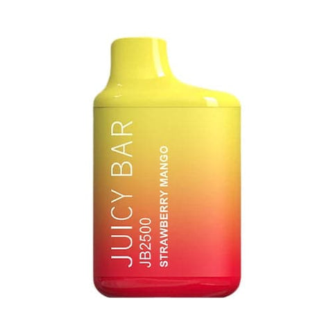 Juicy Bar JB2500 disposable vape in red and yellow gradient color offering 2500 puffs of Strawberry Mango flavor