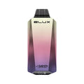 Elux Cyberover 18000 US Edition Vape in stainless steel and sunset pink metallic color, showcasing a sharp, sleek, and luxurious exterior that can withstand heavy usage and occasional drops. The futuristic and minimalistic elements, such as the brand's logo on the top and the "CYBEROVER" graffiti on the bottom, reflect the "CYBER" aspect of its branding in a semi-professional and hipster-looking way, evoking the TESLA Cybertruck.
