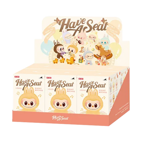 Full set of Pop Mart The Monsters – Have a Seat Vinyl Plush figures including Labubu and friends, seated in collection view