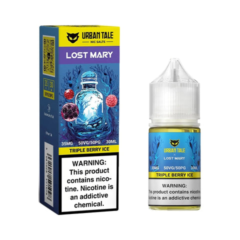 Urban Tale Nicotine Salt Vape Juice 30ml - Lost Mary Collaboration bottle with packaging box  Triple Berry Ice flavor