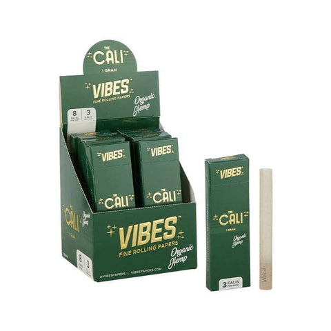 VIBES CALI ORGANIC HEMP PRE ROLLED 1-GRAM CONE (3-PACK) 8CT BOX - Vape City USA - Smoking Accessories