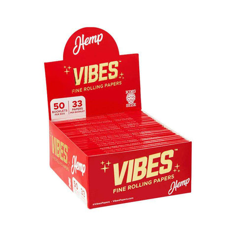 VIBES KING SIZE HEMP ROLLING PAPERS 50CT BOX - Vape City USA - Smoking Accessories