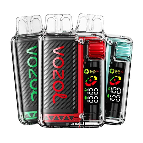 3 Vozol Vista 16000 Vape devices in different colors and flavors, showcasing the ultimate flavor selection in the 10-piece pack while enjoying unbeatable bundle savings.
