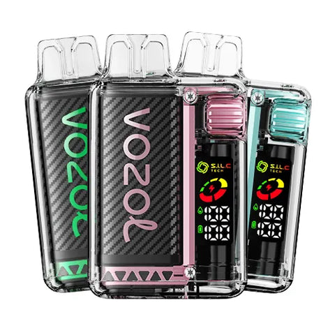 Three Vozol Vista 16000 Vape devices in different colors and flavors, showcasing the option to mix and match flavors in the 3-piece pack while enjoying bundle savings.