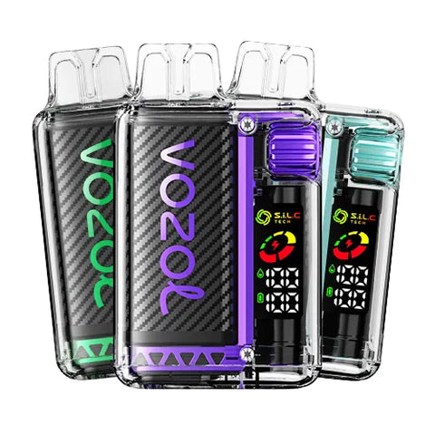 3 Vozol Vista 16000 Vape devices in different colors and flavors, illustrating the ability to customize your flavor mix in the 5-piece pack while enjoying significant bundle savings.