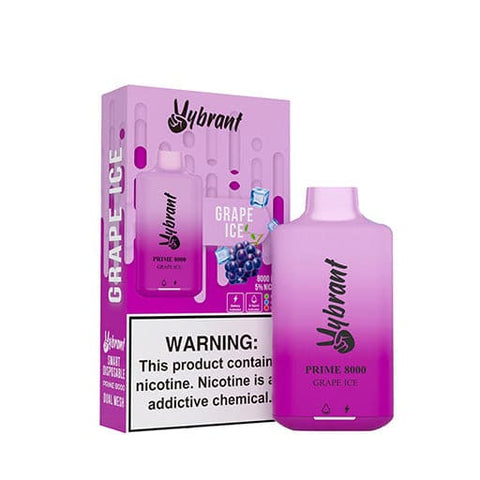 Vybrant Prime 8000 Disposable Vapes Grape Ice Flavors
