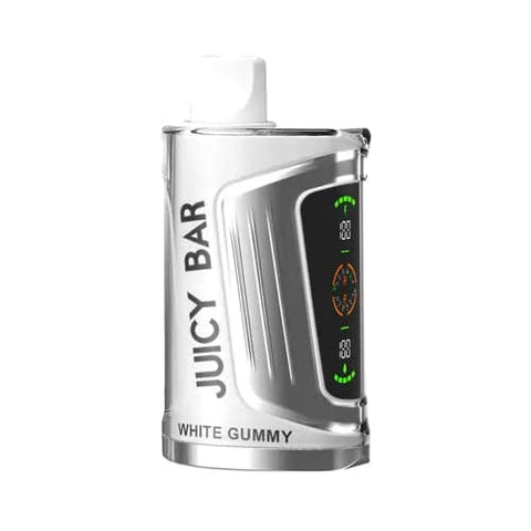 Front view of innovative White Juicy Bar Vape Device JB15000 PRO MAX with display White Gummy flavored