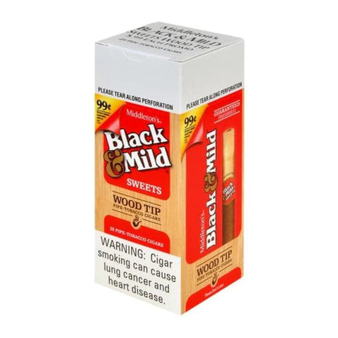 BLACK & MILD CIGAR SWEETS WOOD TIP SINGLE - 25CT BOX - Vape City USA