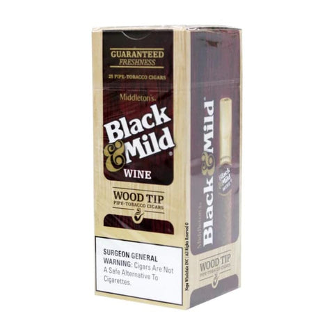 BLACK & MILD CIGAR WINE WOOD TIP SINGLE - 25CT BOX - Vape City USA