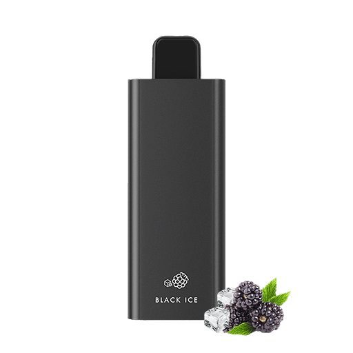 HQD Cuvie Slick disposable vape in Black Ice flavor, featuring a sleek black design with a refreshing mix of blackberry and menthol.
