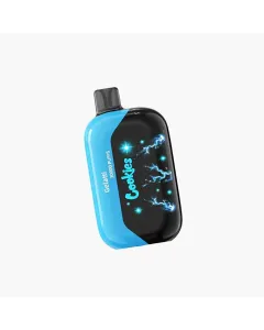 Cookies 30K disposable vape in blue and black with lightning graphic and compact rounded design