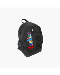 Cookies The Bungee smell proof backpack in black with multicolor chenille logo and bungee cord