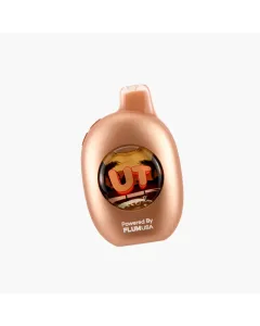 Flum UT 50K disposable vape in bronze finish with round display window and compact curved design