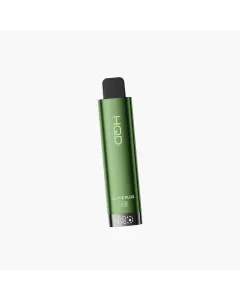 HQD Cuvie Plus 2.0 disposable vape in green metallic finish with slim design and LED screen display