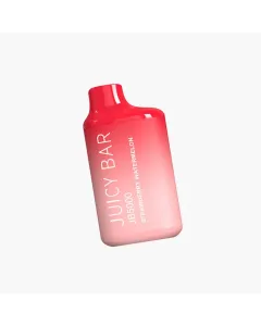 Juicy Bar JB5000 disposable vape in red gradient design with Strawberry Watermelon flavor label